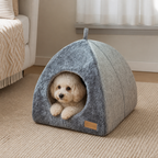 DogBedHouse Enclosed Triangular Plush Cat Bed