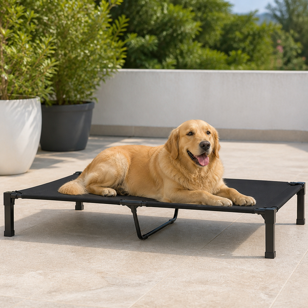 DogBedHouse Elevated Cooling & Portable Dog Cot (Removable Canopy)
