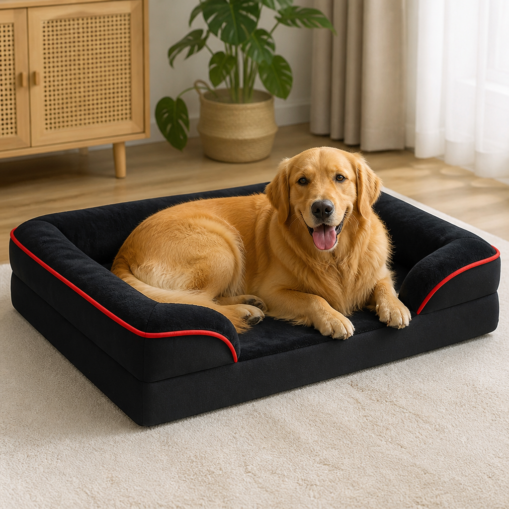 DogBedHouse Orthopedic Egg-Crate Foam & Non-Slip Dog Bed (Removable Washable Cover)
