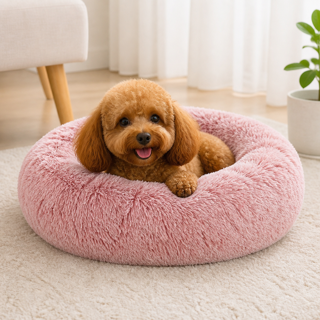 DogBedHouse Calming Plush Donut Dog Bed