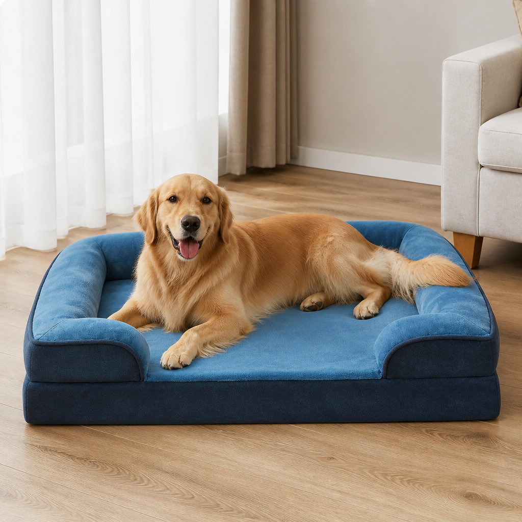 DogBedHouse Orthopedic Egg-Crate Foam & Non-Slip Dog Bed (Removable Washable Cover)