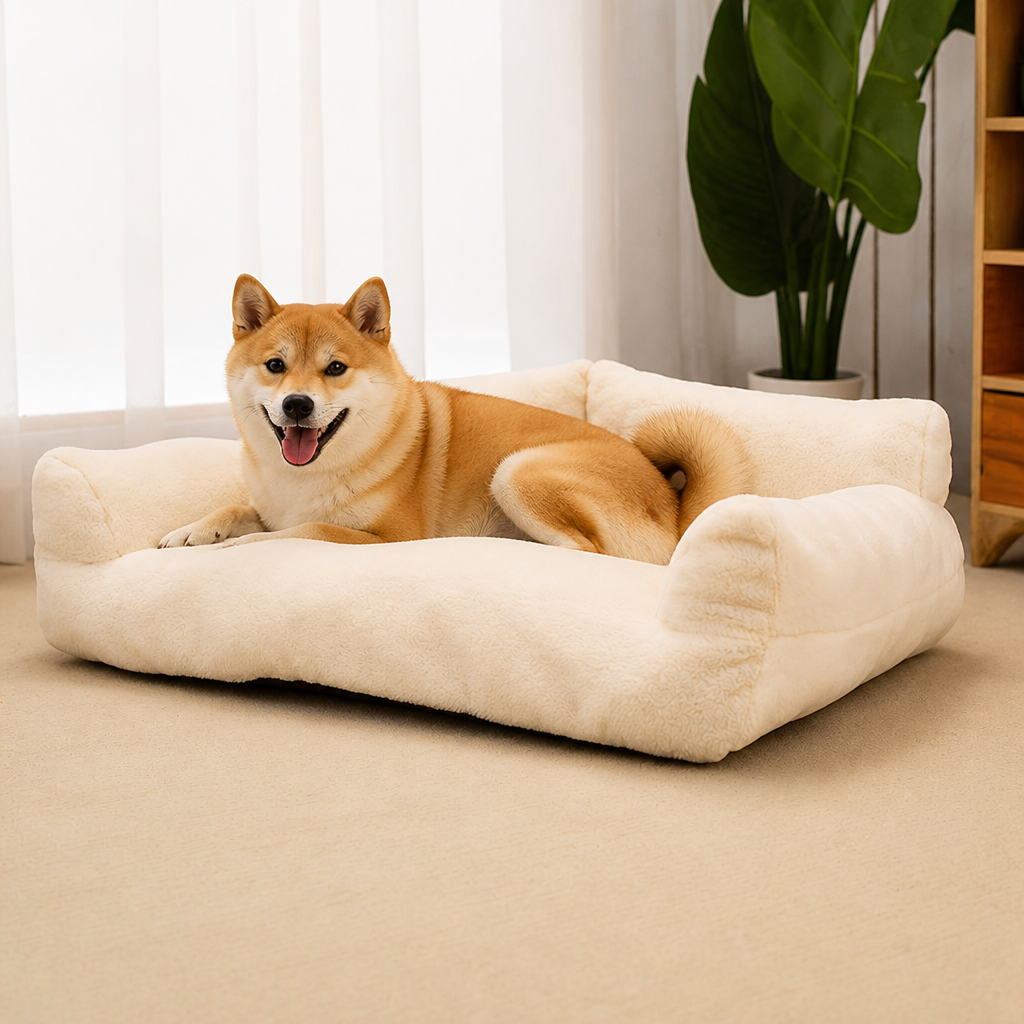 DogBedHouse Cozy Winter Washable Dog Bed (Anti-Slip Base)