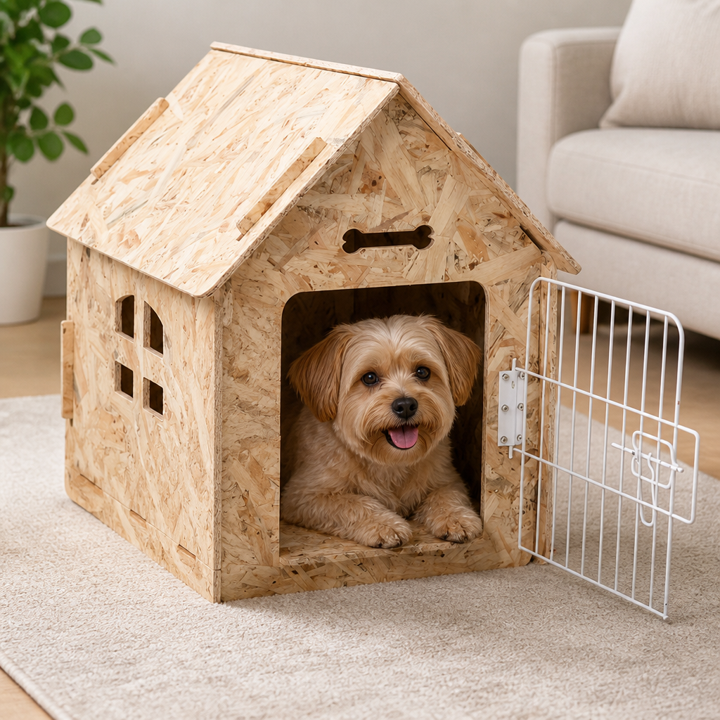 DogBedHouse Elevated Wood & Ventilated Pet House (For Small Dogs & Cats)