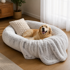 DogBedHouse Orthopedic & Washable Faux Fur Human Dog Bed (Detachable Cover)
