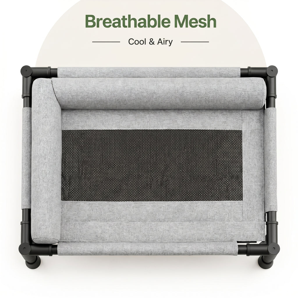DogBedHouse Raised Breathable Mesh Dog Bed (Removable Washable Pillow)