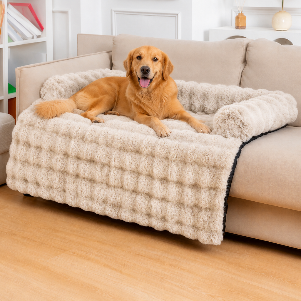 DogBedHouse Fluffy Plush Washable Bolster Bed