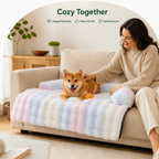 DogBedHouse Fluffy Plush Washable Bolster Bed