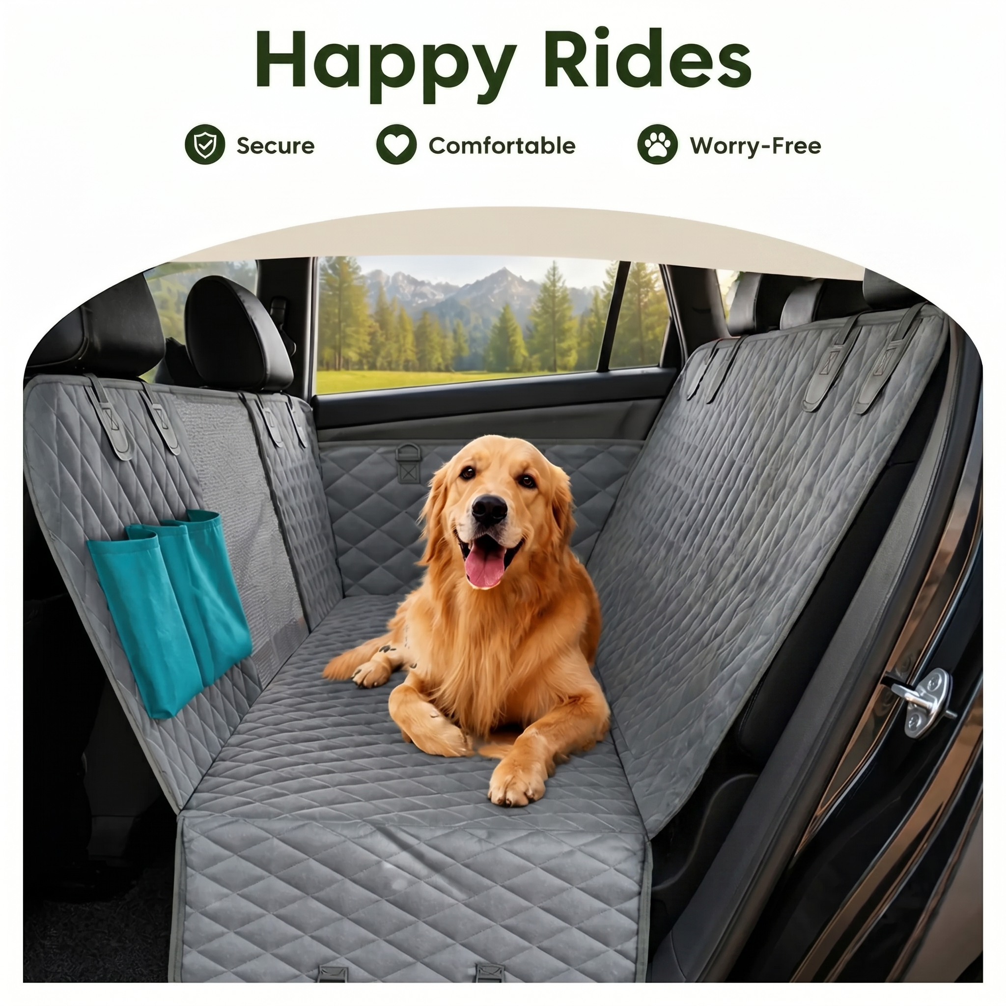 DogBedHouse Waterproof Convertible Hammock Car Seat Cover (Mesh Window)