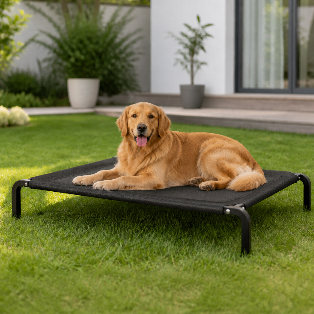 DogBedHouse Elevated Breathable Mesh Dog Bed (Foldable Canopy)