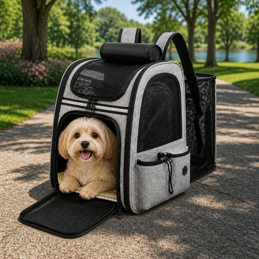 DogBedHouse Breathable Mesh & Water-Repellent Pet Backpack Carrier (Collapsible)