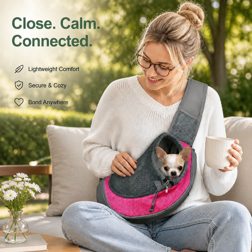 DogBedHouse Breathable Mesh & Adjustable Crossbody Dog Sling Carrier