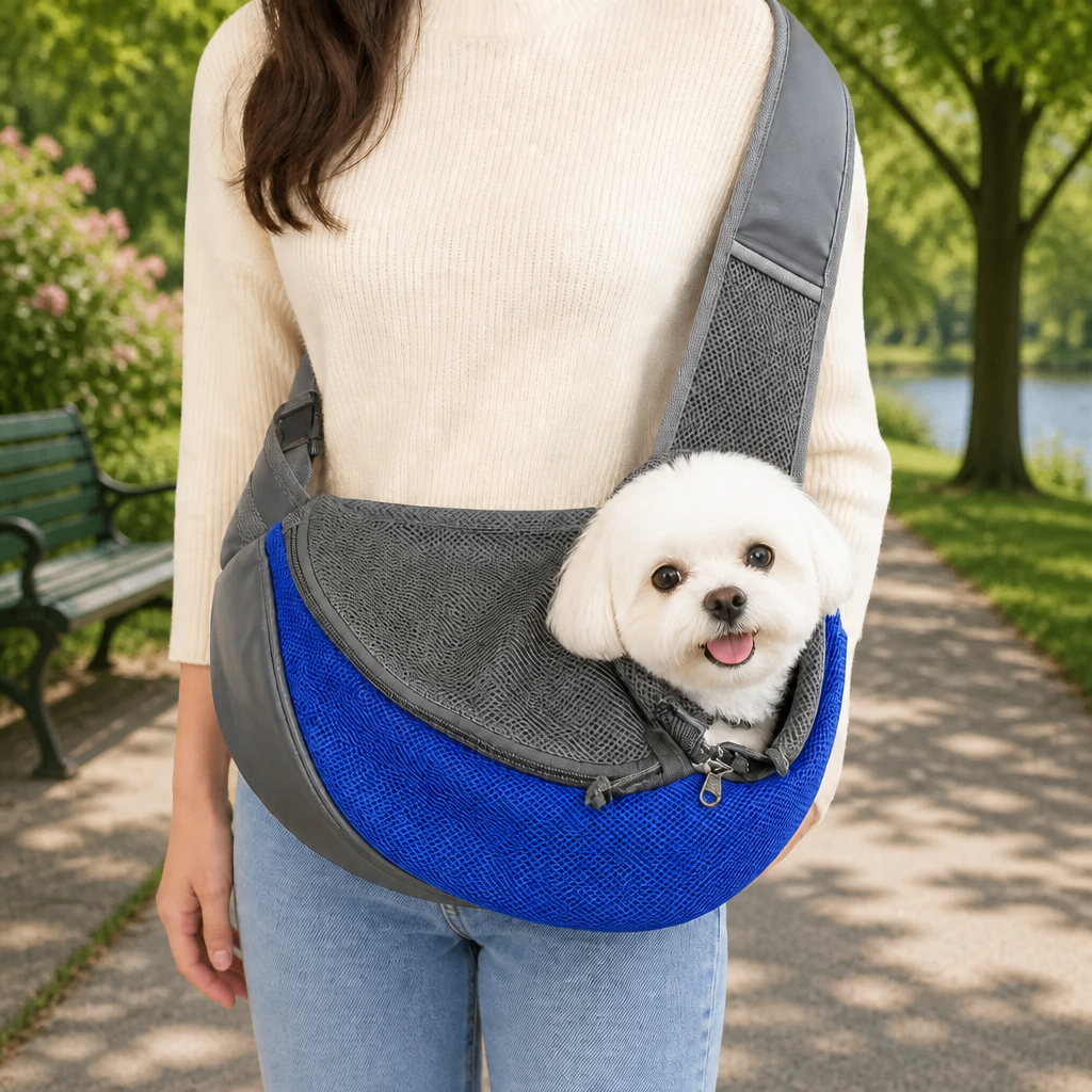 DogBedHouse Breathable Mesh & Adjustable Crossbody Dog Sling Carrier