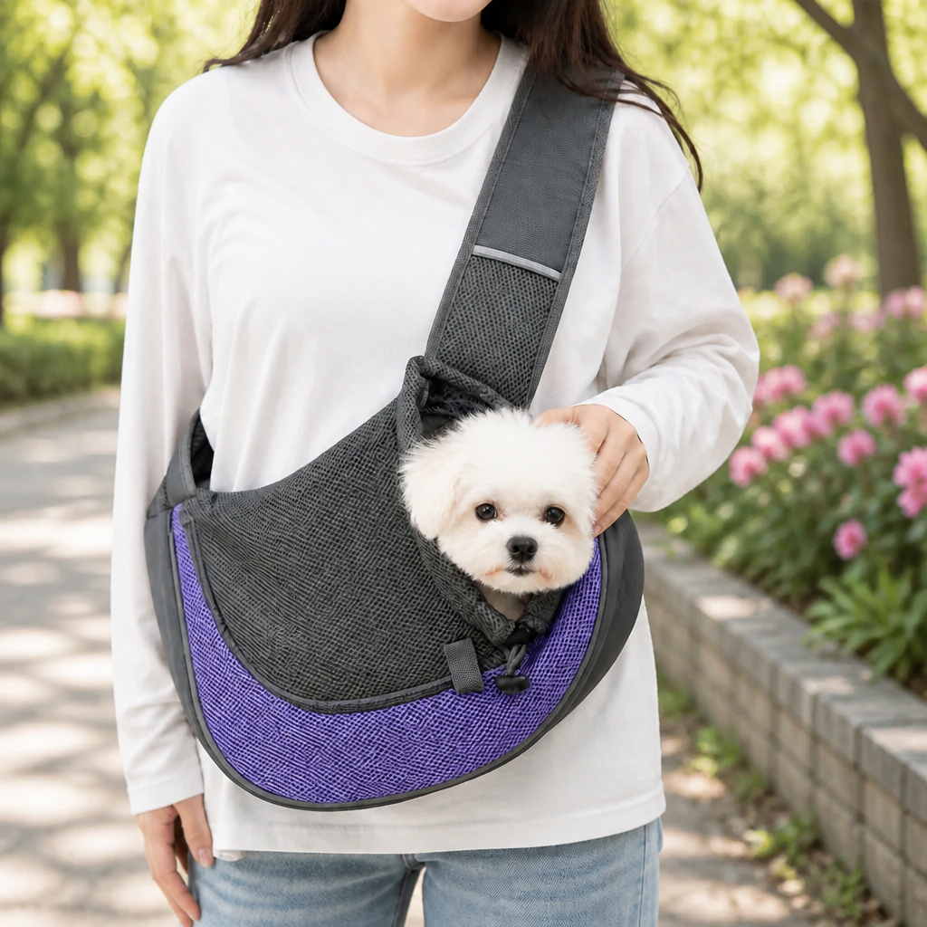 DogBedHouse Breathable Mesh & Adjustable Crossbody Dog Sling Carrier