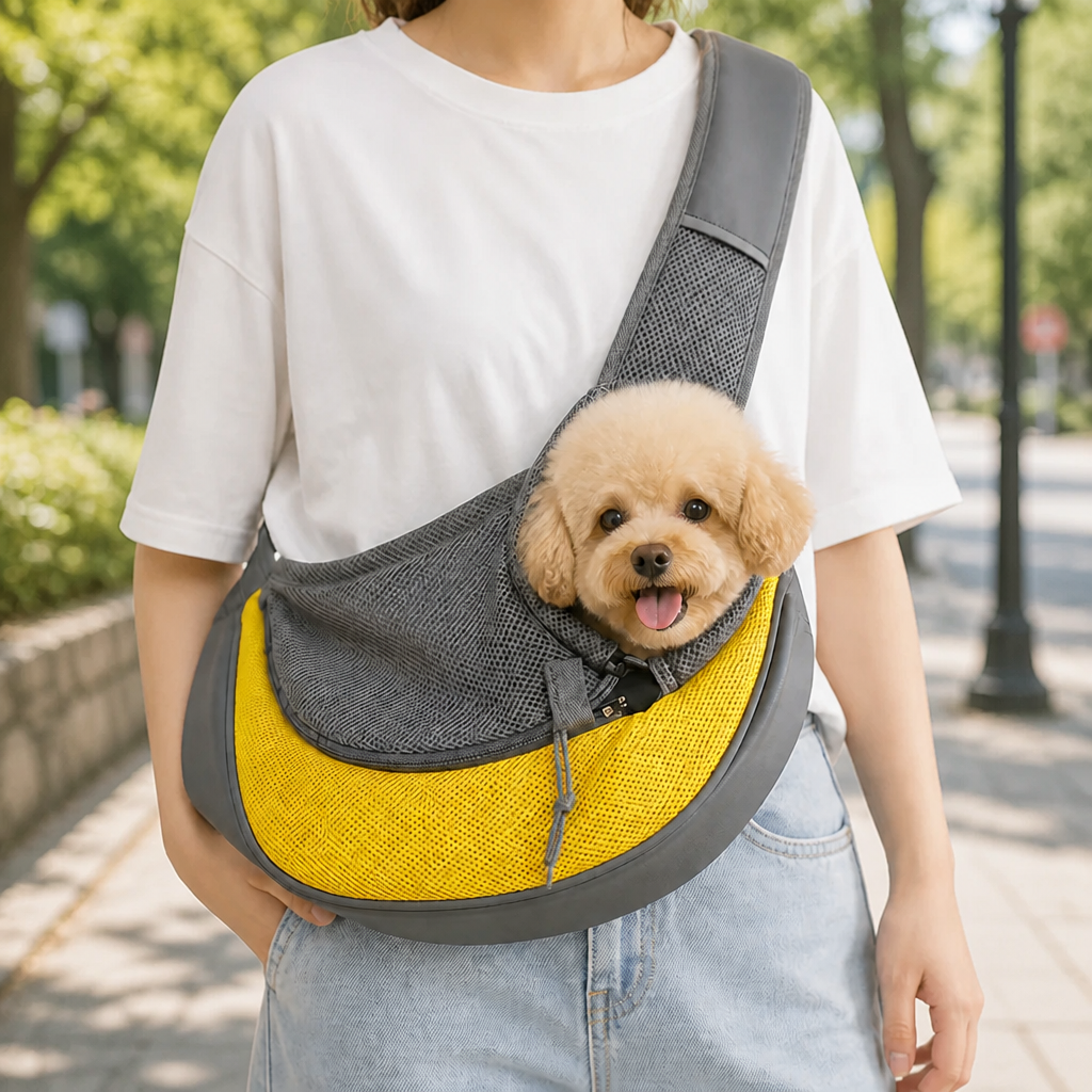 DogBedHouse Breathable Mesh & Adjustable Crossbody Dog Sling Carrier
