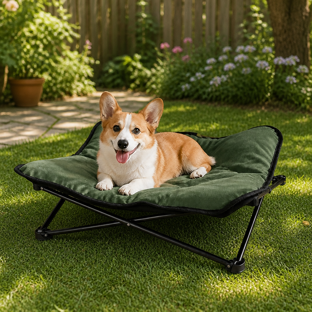 DogBedHouse Foldable Waterproof & Bite-Resistant Pet Bed (Detachable Pads)