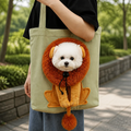 DogBedHouse Lion-Shaped Cotton Canvas Shoulder Carrier (Adjustable Zip)