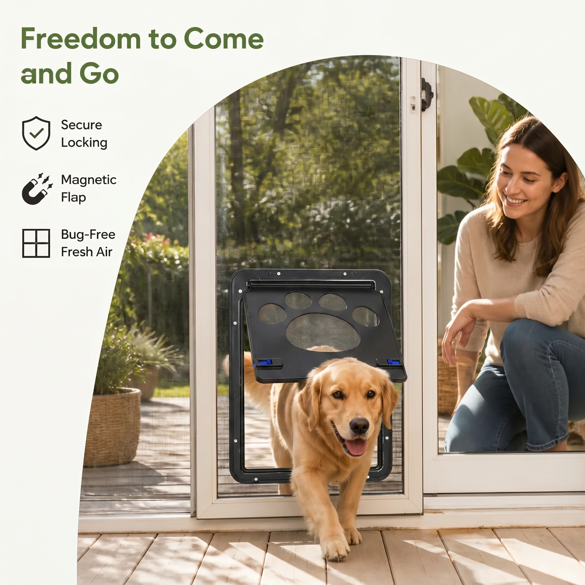 DogBedHouse Lockable Magnetic Pet Door Flap (8 x 10 In Opening)