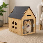 DogBedHouse Elevated Wood & Ventilated Pet House (For Small Dogs & Cats)