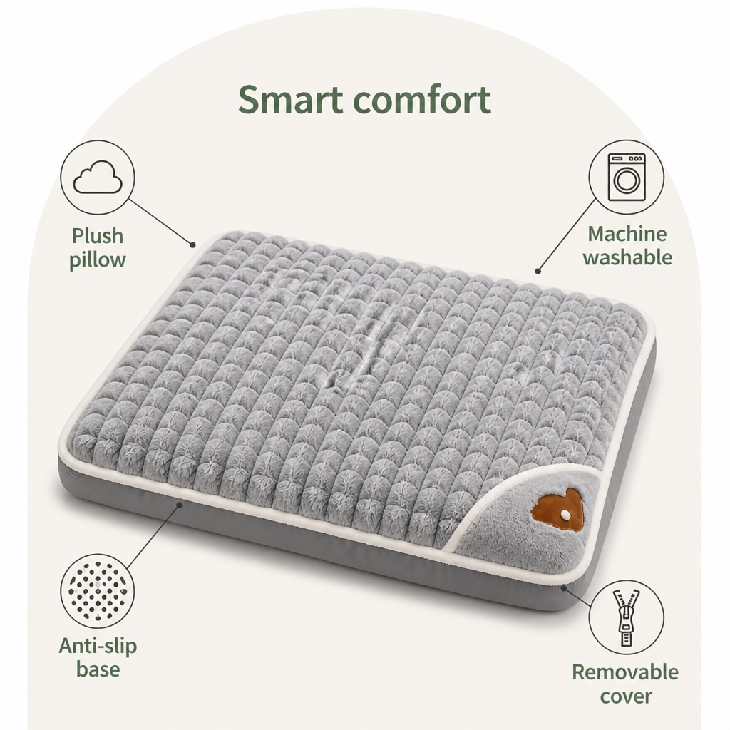 DogBedHouse Thickened Pillow & Anti-Skid Dog Bed (Detachable Cover)
