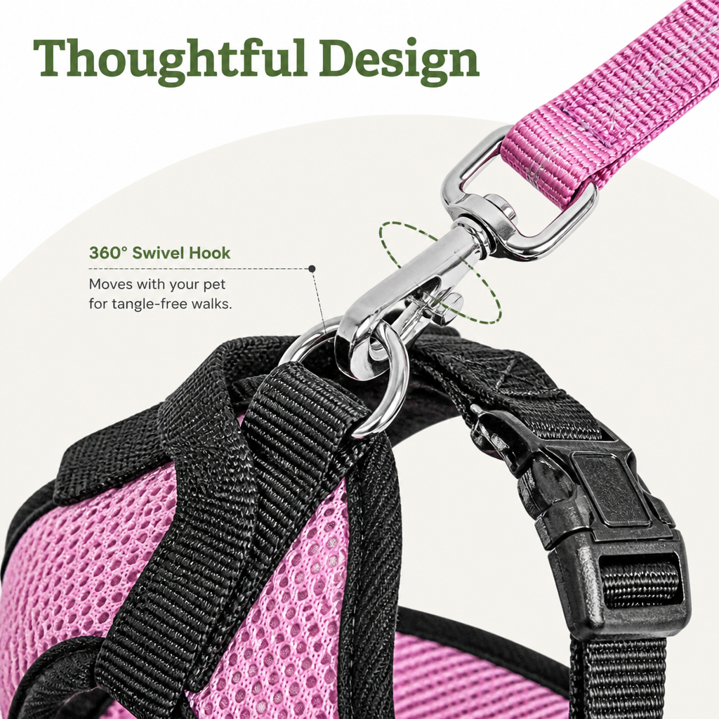 DogBedHouse Adjustable Breathable Mesh Dog Car Harness (Elastic Seatbelt Tether)