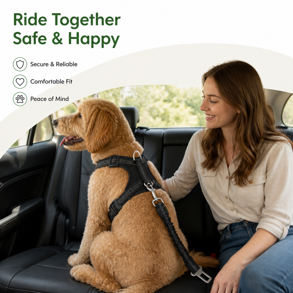 DogBedHouse Breathable Mesh & Elastic Tether Dog Car Harness