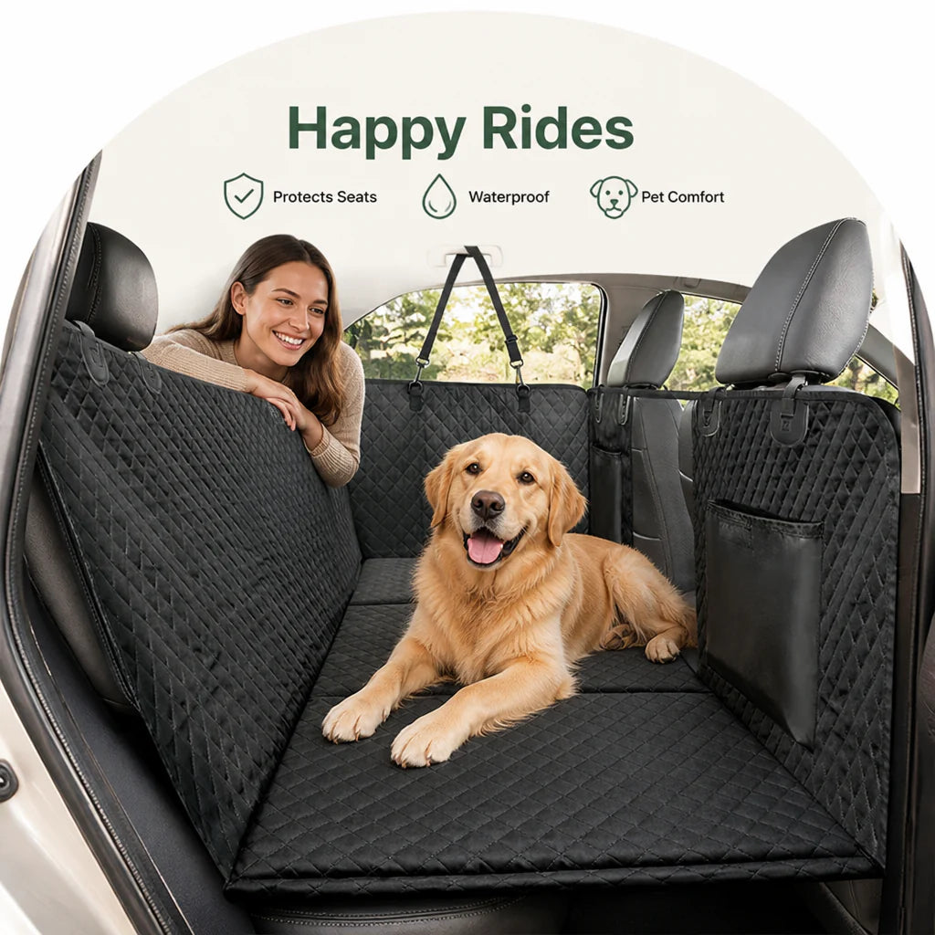 DogBedHouse Hard-Bottom & Waterproof Car Seat Extender (Removable Washable Cover)